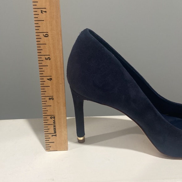 Antonio Melani Blue Heels w/ heel top piece gold Size 8m EUC worn twice leather - Picture 16 of 16
